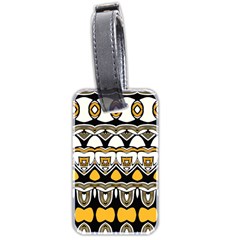 Boho Black White Yellow Luggage Tag (two Sides) by SpinnyChairDesigns