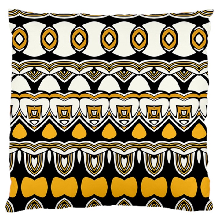 Boho Black White Yellow Large Flano Cushion Case (Two Sides)