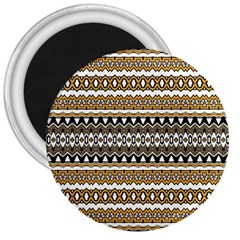 Boho Black Yellow Floral Print 3  Magnets by SpinnyChairDesigns