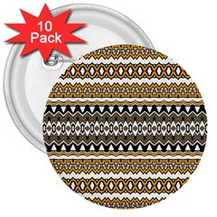 Boho Black Yellow Floral Print 3  Buttons (10 Pack)  by SpinnyChairDesigns