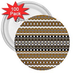 Boho Black Yellow Floral Print 3  Buttons (100 Pack)  by SpinnyChairDesigns