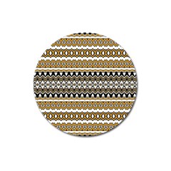 Boho Black Yellow Floral Print Magnet 3  (round) by SpinnyChairDesigns