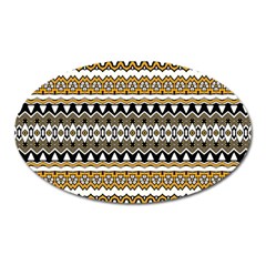 Boho Black Yellow Floral Print Oval Magnet by SpinnyChairDesigns