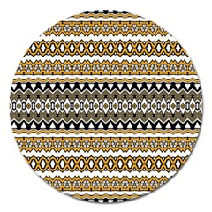 Boho Black Yellow Floral Print Magnet 5  (round) by SpinnyChairDesigns