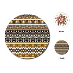 Boho Black Yellow Floral Print Playing Cards Single Design (round) by SpinnyChairDesigns