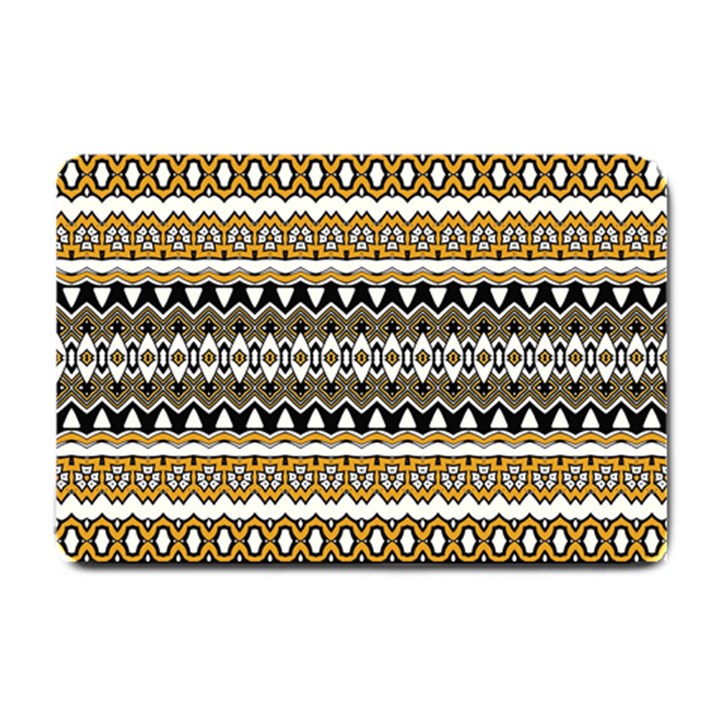 Boho Black Yellow Floral Print Small Doormat 