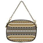 Boho Black Yellow Floral Print Chain Purse (Two Sides) Front