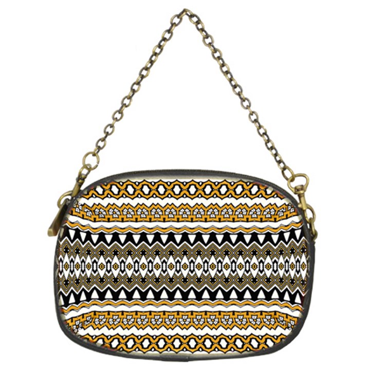 Boho Black Yellow Floral Print Chain Purse (Two Sides)