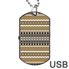 Boho Black Yellow Floral Print Dog Tag Usb Flash (one Side) by SpinnyChairDesigns