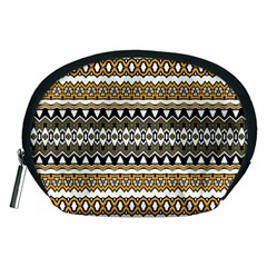 Boho Black Yellow Floral Print Accessory Pouch (medium)