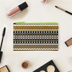 Boho Black Yellow Floral Print Cosmetic Bag (xs) by SpinnyChairDesigns