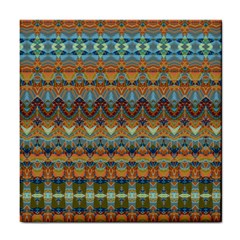 Boho Earth Colors Pattern Tile Coaster by SpinnyChairDesigns