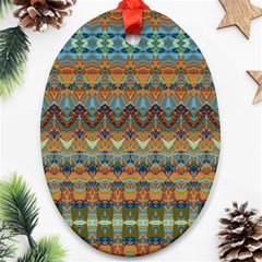 Boho Earth Colors Pattern Ornament (oval) by SpinnyChairDesigns