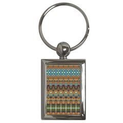 Boho Earth Colors Pattern Key Chain (rectangle) by SpinnyChairDesigns