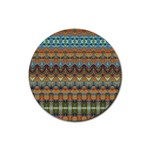 Boho Earth Colors Pattern Rubber Coaster (Round)  Front