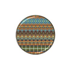 Boho Earth Colors Pattern Hat Clip Ball Marker (4 Pack) by SpinnyChairDesigns