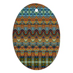 Boho Earth Colors Pattern Oval Ornament (two Sides) by SpinnyChairDesigns