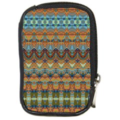 Boho Earth Colors Pattern Compact Camera Leather Case by SpinnyChairDesigns