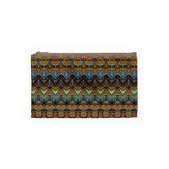 Boho Earth Colors Pattern Cosmetic Bag (small) by SpinnyChairDesigns