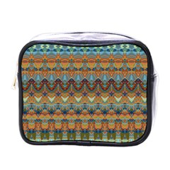 Boho Earth Colors Pattern Mini Toiletries Bag (one Side) by SpinnyChairDesigns