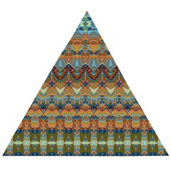 Boho Earth Colors Pattern Wooden Puzzle Triangle by SpinnyChairDesigns