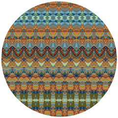 Boho Earth Colors Pattern Wooden Puzzle Round by SpinnyChairDesigns