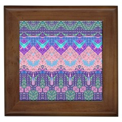 Boho Patchwork Violet Pink Green Framed Tile by SpinnyChairDesigns