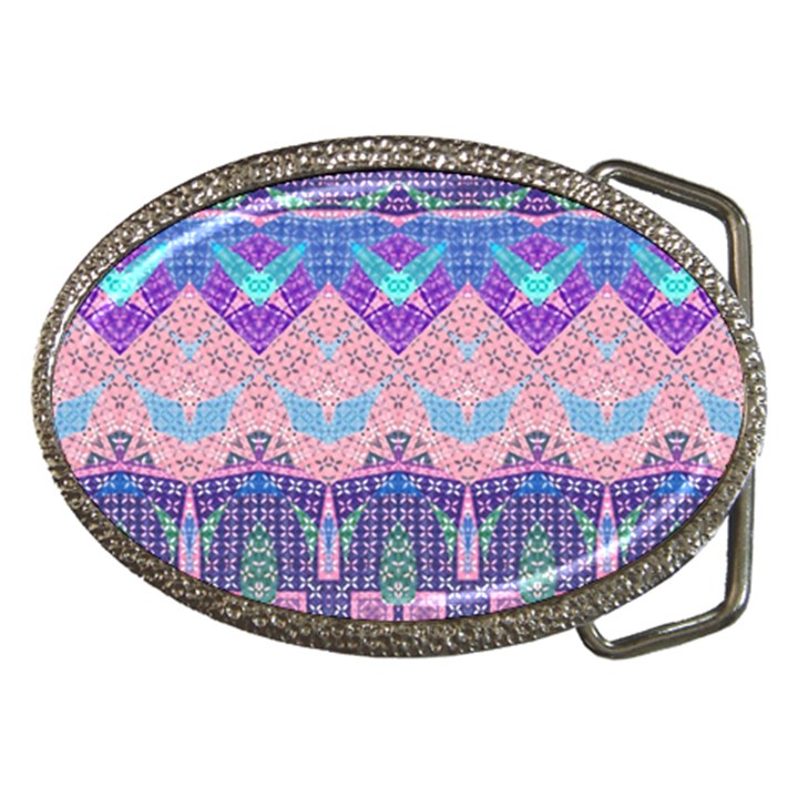 Boho Patchwork Violet Pink Green Belt Buckles