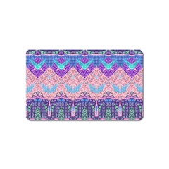 Boho Patchwork Violet Pink Green Magnet (name Card) by SpinnyChairDesigns