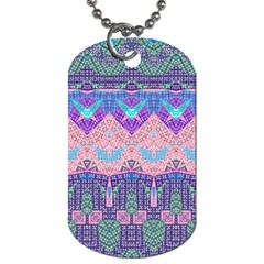 Boho Patchwork Violet Pink Green Dog Tag (two Sides) by SpinnyChairDesigns