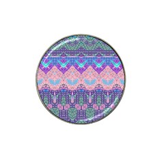 Boho Patchwork Violet Pink Green Hat Clip Ball Marker by SpinnyChairDesigns