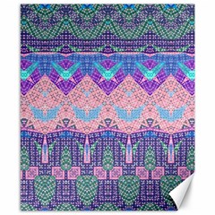 Boho Patchwork Violet Pink Green Canvas 8  X 10  by SpinnyChairDesigns