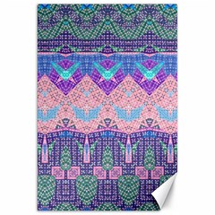 Boho Patchwork Violet Pink Green Canvas 20  X 30  by SpinnyChairDesigns