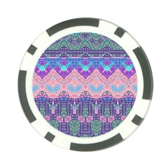 Boho Patchwork Violet Pink Green Poker Chip Card Guard by SpinnyChairDesigns