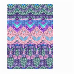 Boho Patchwork Violet Pink Green Large Garden Flag (two Sides) by SpinnyChairDesigns