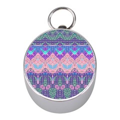 Boho Patchwork Violet Pink Green Mini Silver Compasses