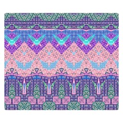 Boho Patchwork Violet Pink Green Double Sided Flano Blanket (small)  by SpinnyChairDesigns