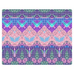 Boho Patchwork Violet Pink Green Double Sided Flano Blanket (medium)  by SpinnyChairDesigns