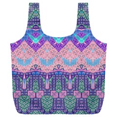 Boho Patchwork Violet Pink Green Full Print Recycle Bag (xxl) by SpinnyChairDesigns