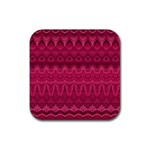 Boho Rose Pink Rubber Coaster (Square)  Front