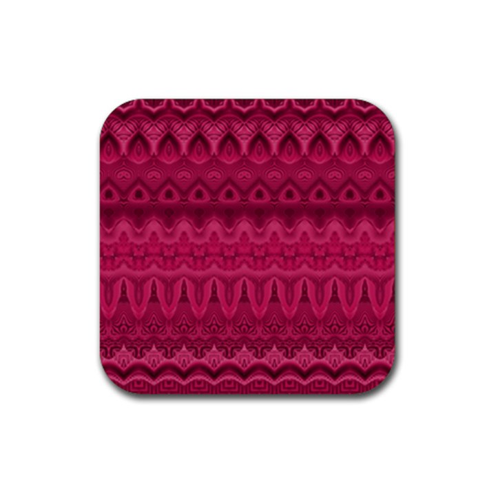 Boho Rose Pink Rubber Coaster (Square) 