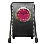 Boho Rose Pink Pen Holder Desk Clock Front