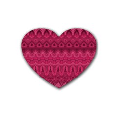 Boho Rose Pink Rubber Coaster (heart)  by SpinnyChairDesigns