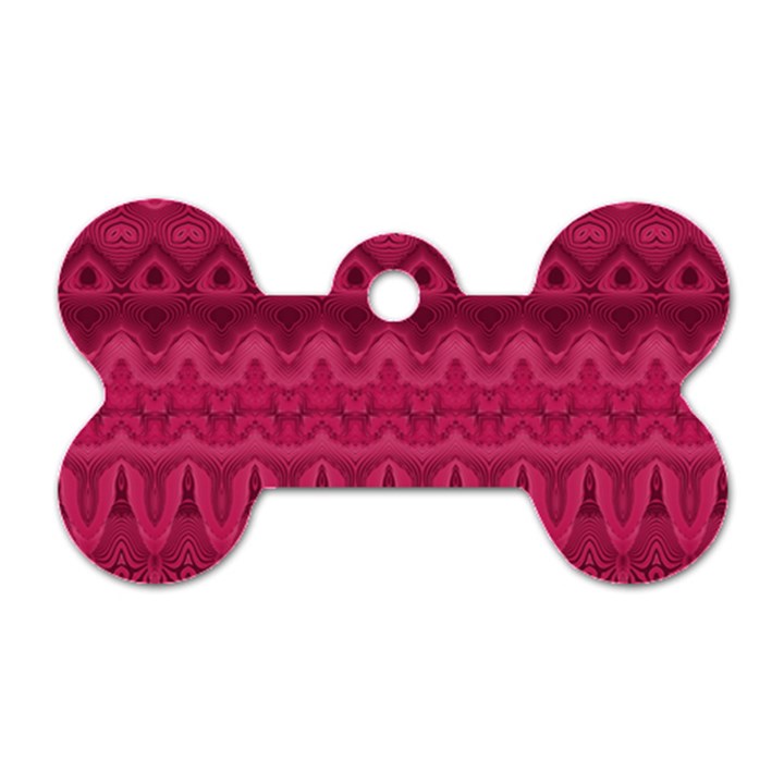 Boho Rose Pink Dog Tag Bone (One Side)