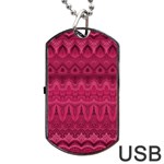 Boho Rose Pink Dog Tag USB Flash (One Side) Front