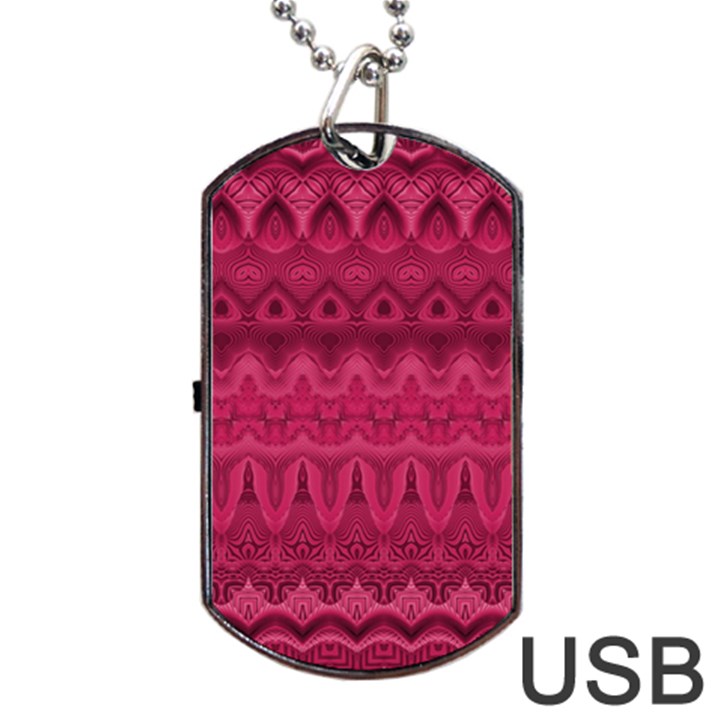 Boho Rose Pink Dog Tag USB Flash (One Side)