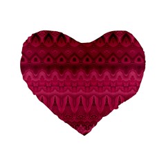 Boho Rose Pink Standard 16  Premium Heart Shape Cushions by SpinnyChairDesigns