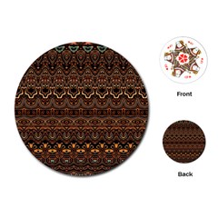 Boho Brown Gold Playing Cards Single Design (round) by SpinnyChairDesigns