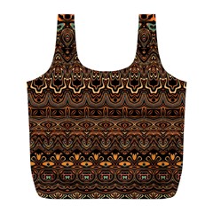 Boho Brown Gold Full Print Recycle Bag (l) by SpinnyChairDesigns