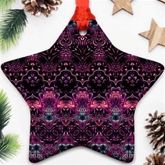 Boho Magenta Black Pattern Ornament (star) by SpinnyChairDesigns